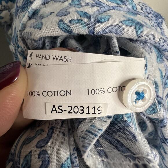 Poupette St Barth Rein MIDI Dress Floral Swiss Dot Medium Boho Puff Sleeve F16 - Picture 9 of 11